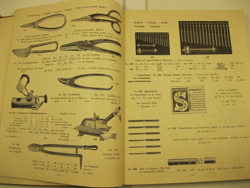 Koch & Co. Elberfeld und Berlin. Prezzo corrente illustrato. Riparto II. Utensili per fabri, incisori, lattai, litografi, meccanici, orefici etc. (Coltelli a serramanico)